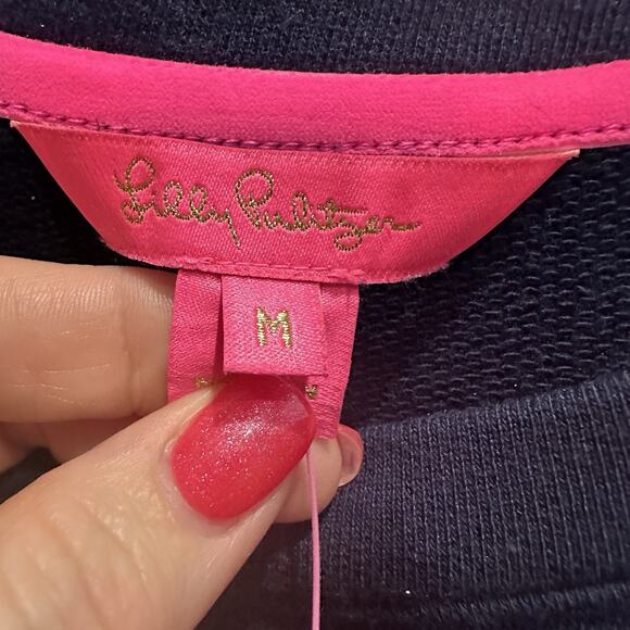 NWT Lilly Pulitzer Kenley Long Sleeve Crew Dress/True Navy Riviera Stripe/medium - Picture 3 of 5